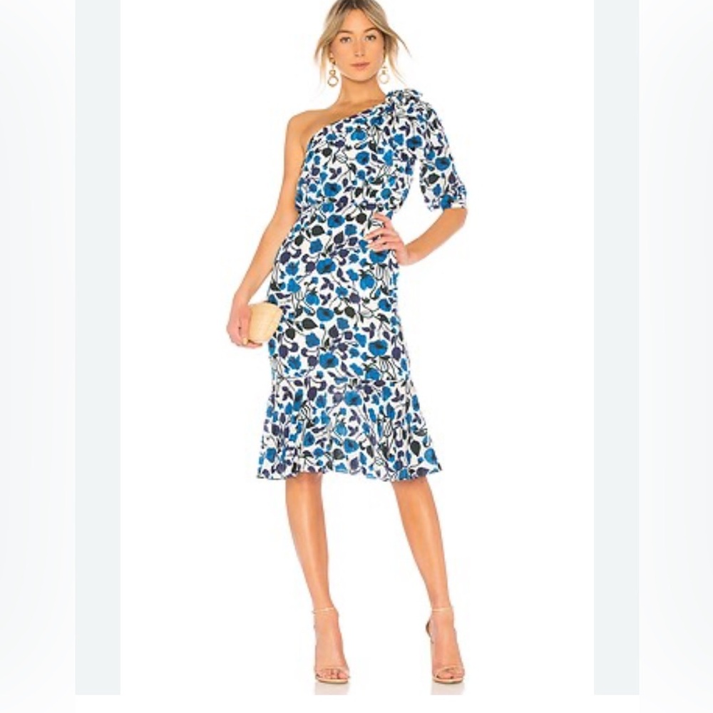 Saloni Juliet Dress in Forgetmenot Floral blue white 4